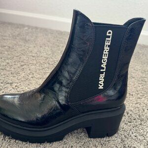 New Karl Lagerfeld Black Leather Boots